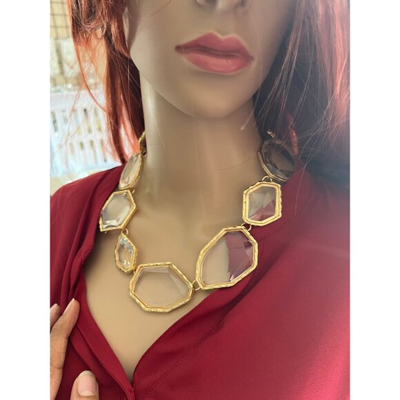 Chunky gold necklace, clear big Link big statement oversized large necklace - Picture 6 of 6
